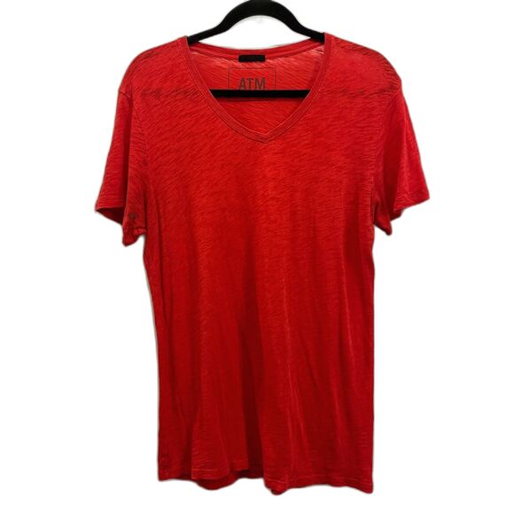 ATM Anthony Thomas Melillo Red V Neck Linen T Shirt Tee Top Mens Size Large - Picture 2 of 7